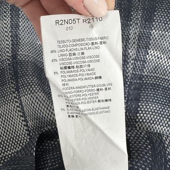 Emporio Armani Skirt Womens IT 44 Blue Plaid A-Line Metallic Linen Blend Holiday - Picture 15 of 16